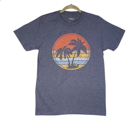 Sonoma Good for Life Vibes Hawaiian Tropical Print T-Shirt Blue Mens Size Small - Picture 1 of 10